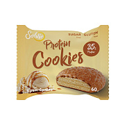 Протеиновое печенье «Protein cookies» в глазури без сахара, крем-брюле, вес: 60 гр.
