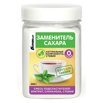 Заменитель сахара «Эритрит, сукралоза, стевия» 200 гр