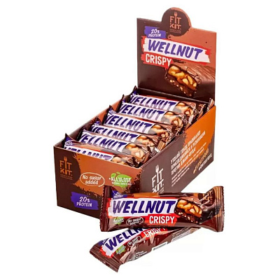 Батончик протеиновый «WELLNUT» crispy, вес: 45 гр.