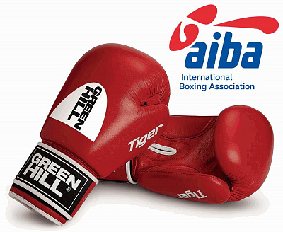 Перчатки боксерские «TIGER AIBA» кожа, цв: красный.