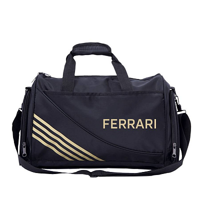 Сумка спортивная «Ferrari» цв: чёрно-золотой, р: 30х18х15см.