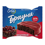 Брауни протеиновый «Брауни» в глазури без сахара, вишня, вес: 50 гр.