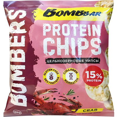 Чипсы протеиновые «Bombers» краб, вес: 50 гр.