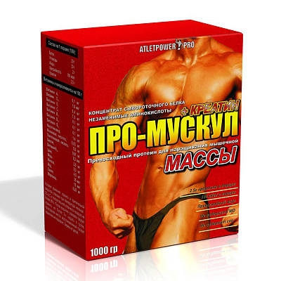Гейнер белково-углеводный «Про Мускул с креатином» вкус: ассорти, 1000 гр.