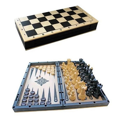 Игра настольная «3 в 1» нарды, шахматы, шашки, дерево-пластик, р: 40х40см.