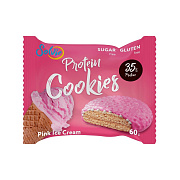 Протеиновое печенье «Protein cookies» в глазури без сахара, розовое мороженое, вес: 60 гр.