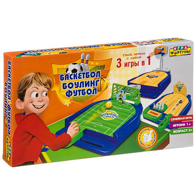 Игра настольная «3в1» Футбол, Боулинг, Баскетбол, р: 47х26х5см.